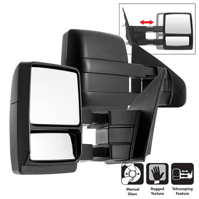 SPYDER Xtune Pair Ford Superduty 04-14 Manual Telescoping Mirrors MIR-FF15004-MA-SET 9935350