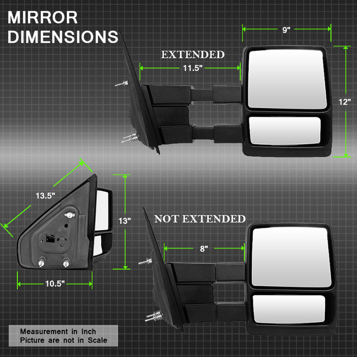 SPYDER Xtune Pair Ford Superduty 04-14 Manual Telescoping Mirrors MIR-FF15004-MA-SET 9935350