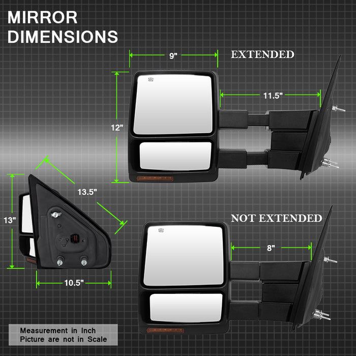 SPYDER Xtune Ford F150 04-06 Power Heated Amber LED Signal Telescoping Mirror Left MIR-FF15004S-PWH-AM-L 9935367