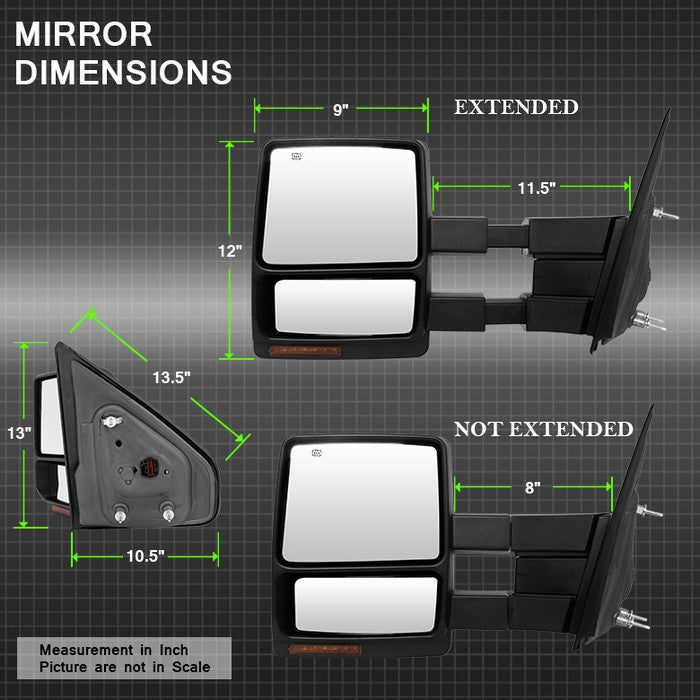 SPYDER Xtune Ford F150 07-14 Power Heated Amber LED Signal Telescoping Mirror Left MIR-FF15007S-PWH-AM-L 9935381