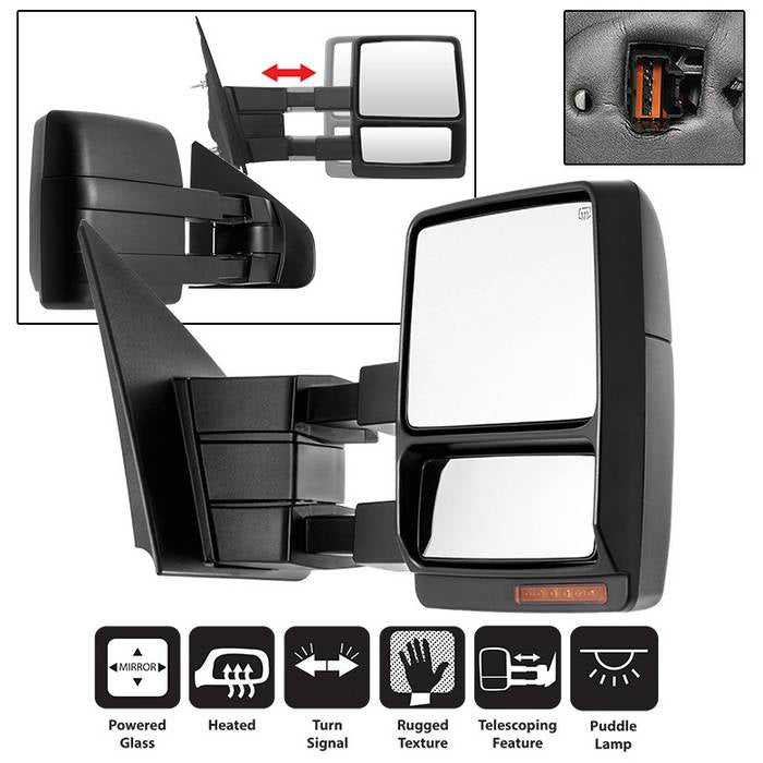 SPYDER Xtune Ford F150 07-14 Power Heated Amber LED Signal Telescoping Mirror Right MIR-FF15007S-PWH-AM-R 9935398