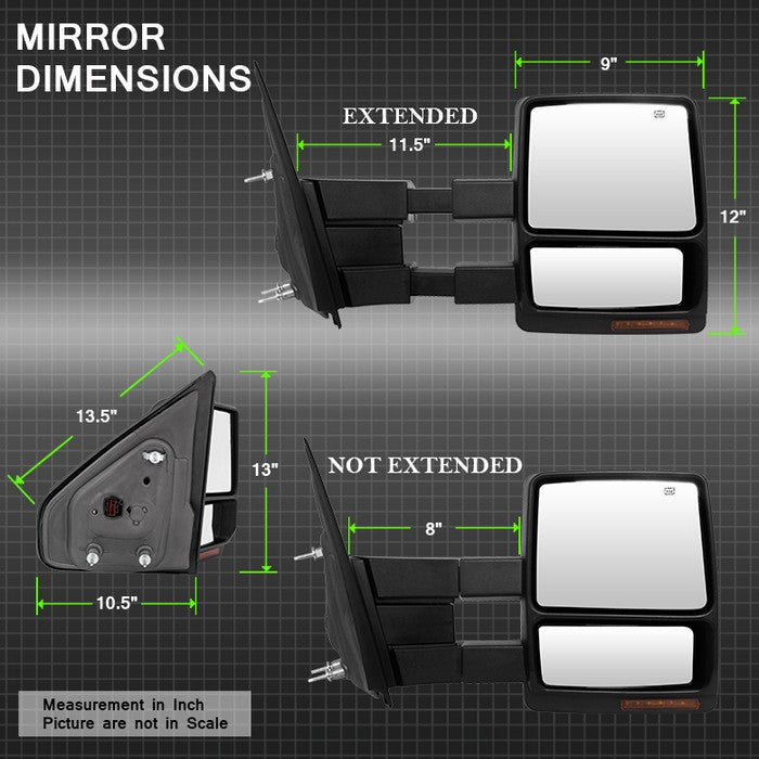 SPYDER Xtune Ford F150 07-14 Power Heated Amber LED Signal Telescoping Mirror Right MIR-FF15007S-PWH-AM-R 9935398