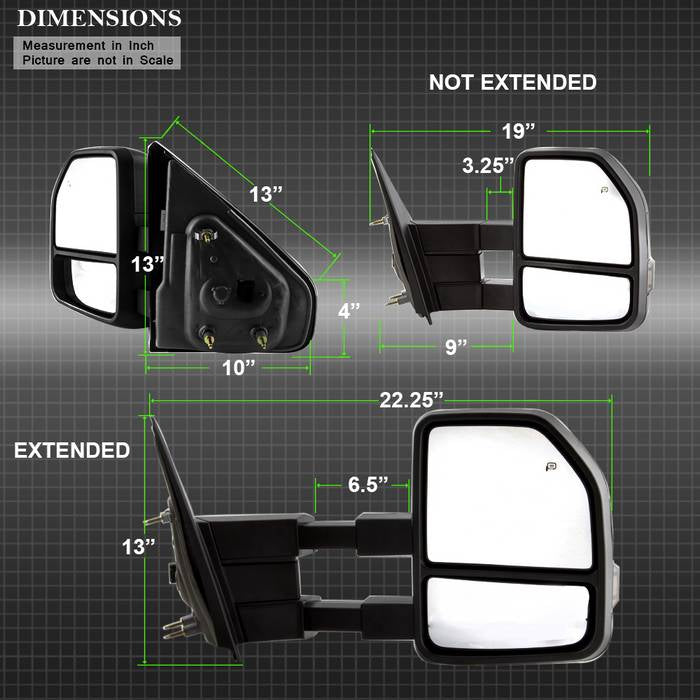 SPYDER xTune 04-14 Ford F-150 Heated LED Telescoping Mirrors - Smoke (Pair) (MIR-FF15009S-G4-PWH-SM-SET) 9943089