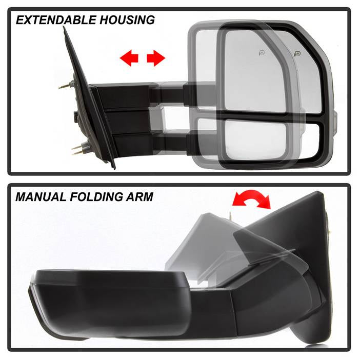SPYDER xTune 04-14 Ford F-150 Heated LED Telescoping Mirrors - Smoke (Pair) (MIR-FF15009S-G4-PWH-SM-SET) 9943089