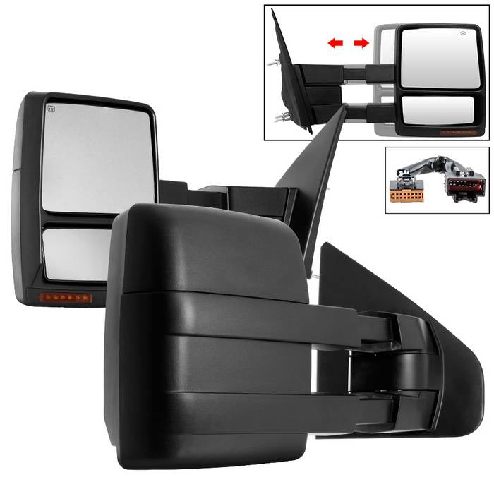 SPYDER xTune 04-14 Ford F-150 Heated Amber LED Signal Telescoping Mirror (Pair) (MIR-FF15009S-PWH-AM-SET) 9937644