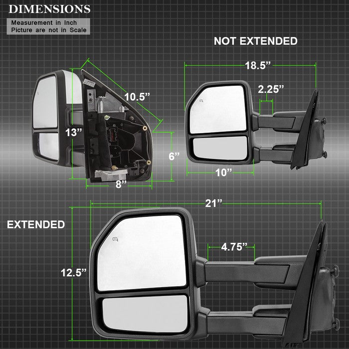 SPYDER xTune 15-17 Ford F-150 Heated LED Telescoping Pwr Mirrors - Clr (Pair) (MIR-FF15015S-G4-PWH-CL-SET) 9943072