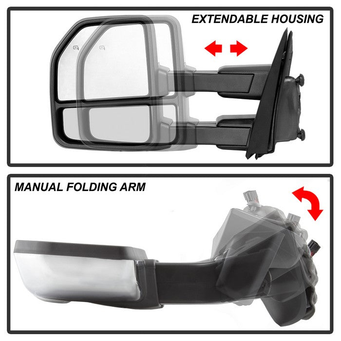 SPYDER xTune 15-17 Ford F-150 Heated LED Telescoping Pwr Mirrors - Clr (Pair) (MIR-FF15015S-G4-PWH-CL-SET) 9943072