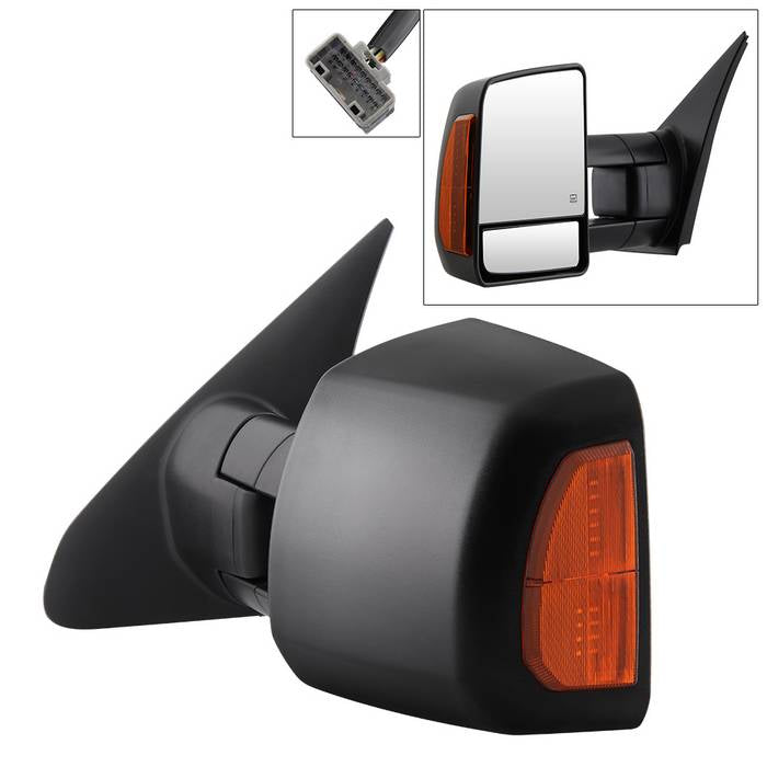 SPYDER xTune 07-14 Toyota Tundra Heated Amber LED Signal Telescoping Mirror -Left (MIR-TTUN07S-PWH-L) 9937590