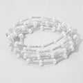 5PCS - Flat Pearl Textured Metal Bar Beaded Stretch Multi Layered Bracelets