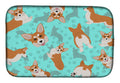 Red and White Pembroke Corgi Dish Drying Mat Absorbent Dish Drying Mat Pad for Kitchen Counter Dish Drainer Mat for Countertop, 14 x 21", Multicolor