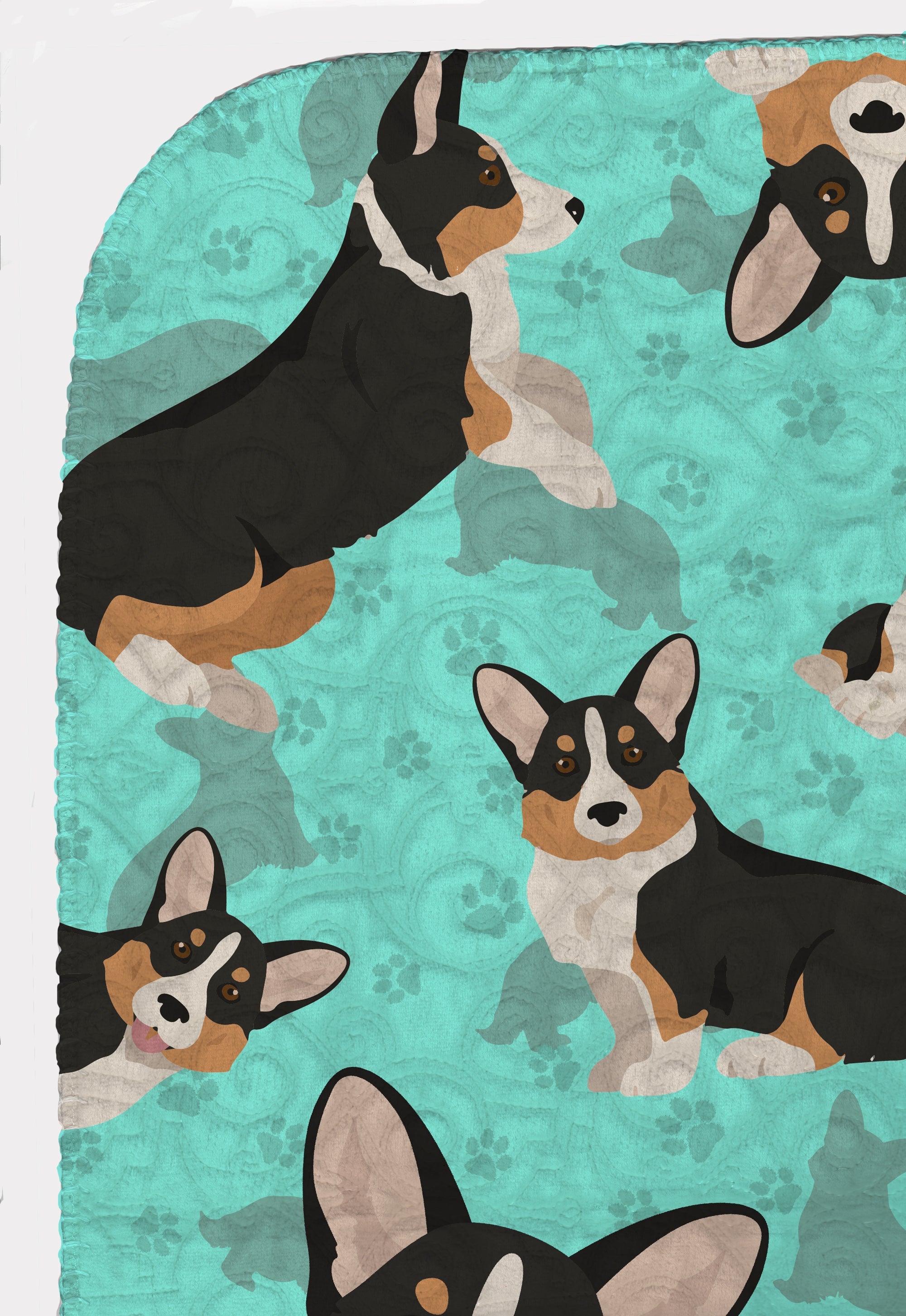 Tricolor Cardigan Corgi Quilted Blanket 50x60 Artwork Pattern Quilted Throw Blanket for Bed, Couch, Sofa, Soft and Lightweight