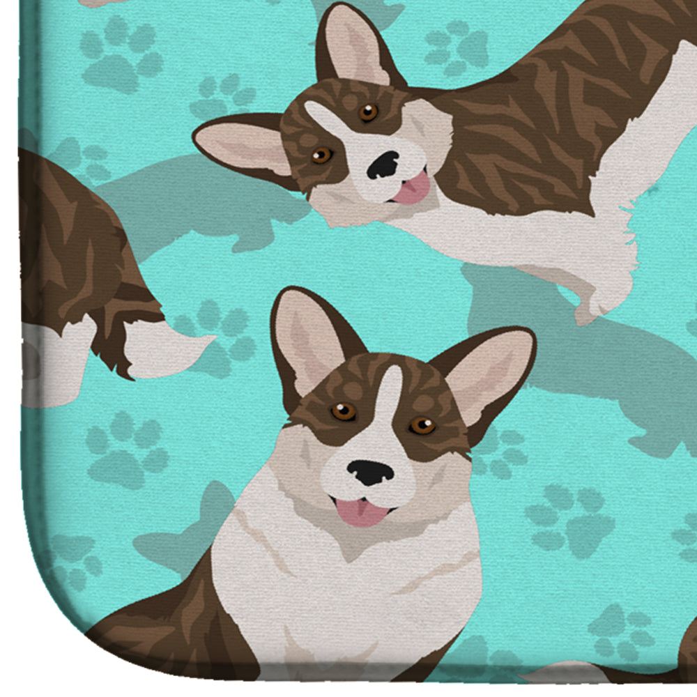 Brindle Cardigan Corgi Dish Drying Mat Absorbent Dish Drying Mat Pad for Kitchen Counter Dish Drainer Mat for Countertop, 14 x 21", Multicolor