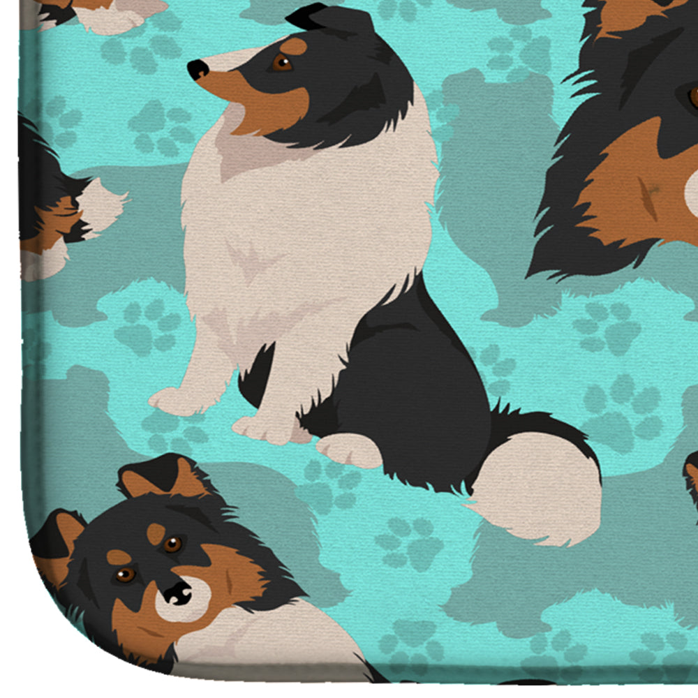 Tricolor Sheltie Dish Drying Mat Absorbent Dish Drying Mat Pad for Kitchen Counter Dish Drainer Mat for Countertop, 14 x 21", Multicolor