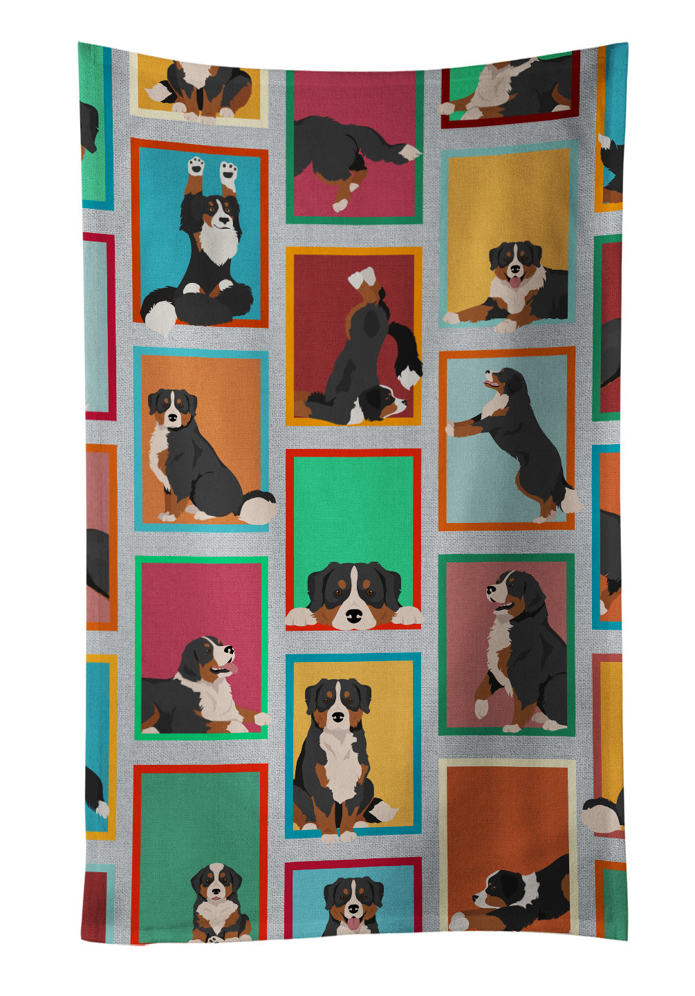 Lots of Bernese Mountain Dog Kitchen Towel Velour Plush Front and Cotton Loop Back Machine Washable