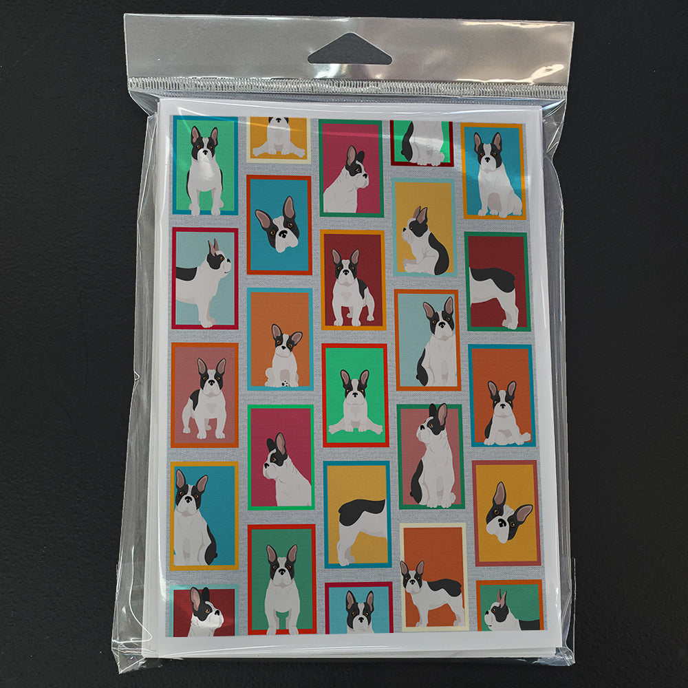 Lots of Black and White French Bulldog Greeting Cards Pack of 8 Blank Cards with Envelopes Whimsical A7 Size 5x7