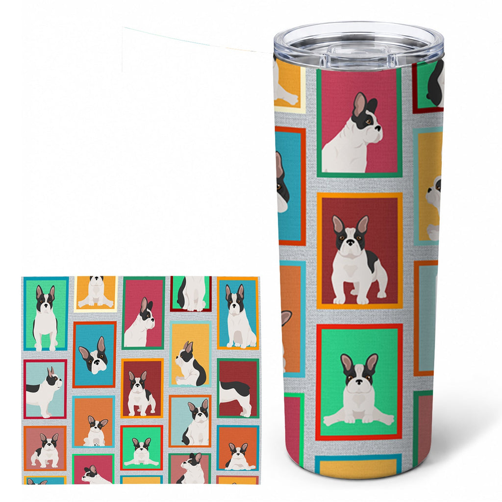 French Bulldog 20 oz Skinny Tumbler with Lid and Straw