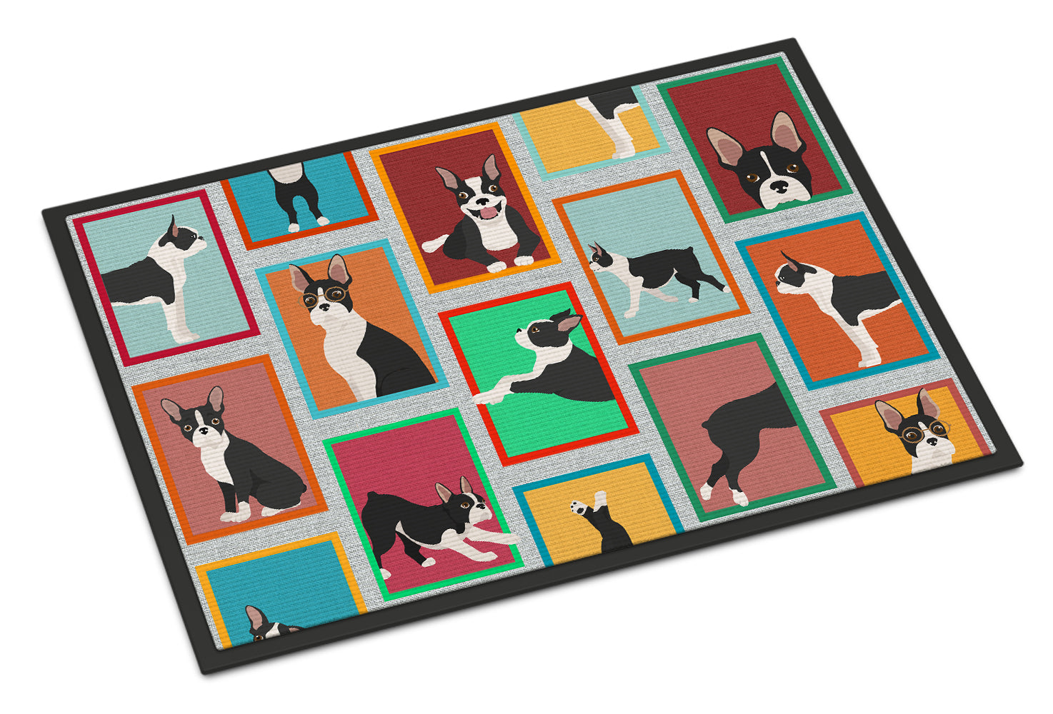 Lots of Boston Terrier Doormat Indoor Outdoor 18H X 27W Front Door Mat Rugs for Entryway, Non Slip Washable
