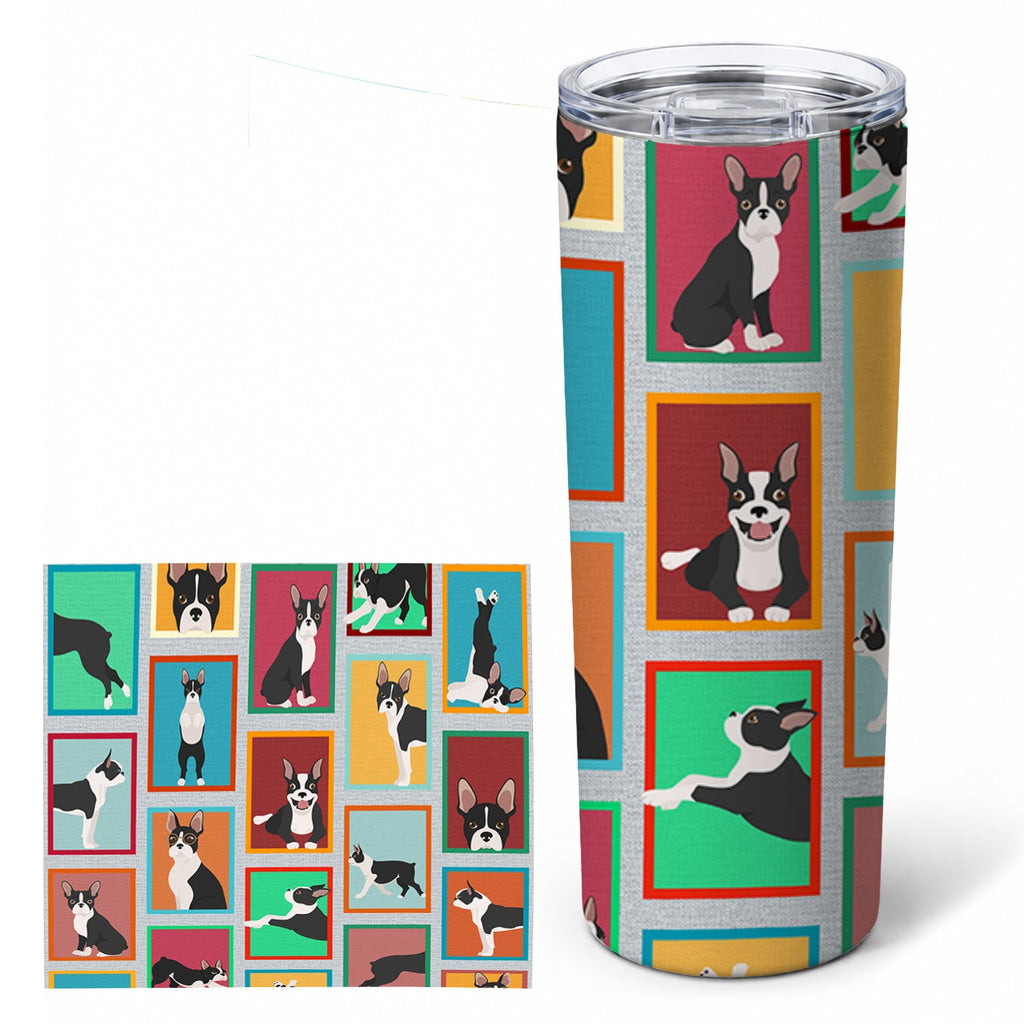 Lots of Boston Terrier Stainless Steel Skinny Tumbler 20 oz Vacuum Double Walled Reusable Insulated Travel Cup