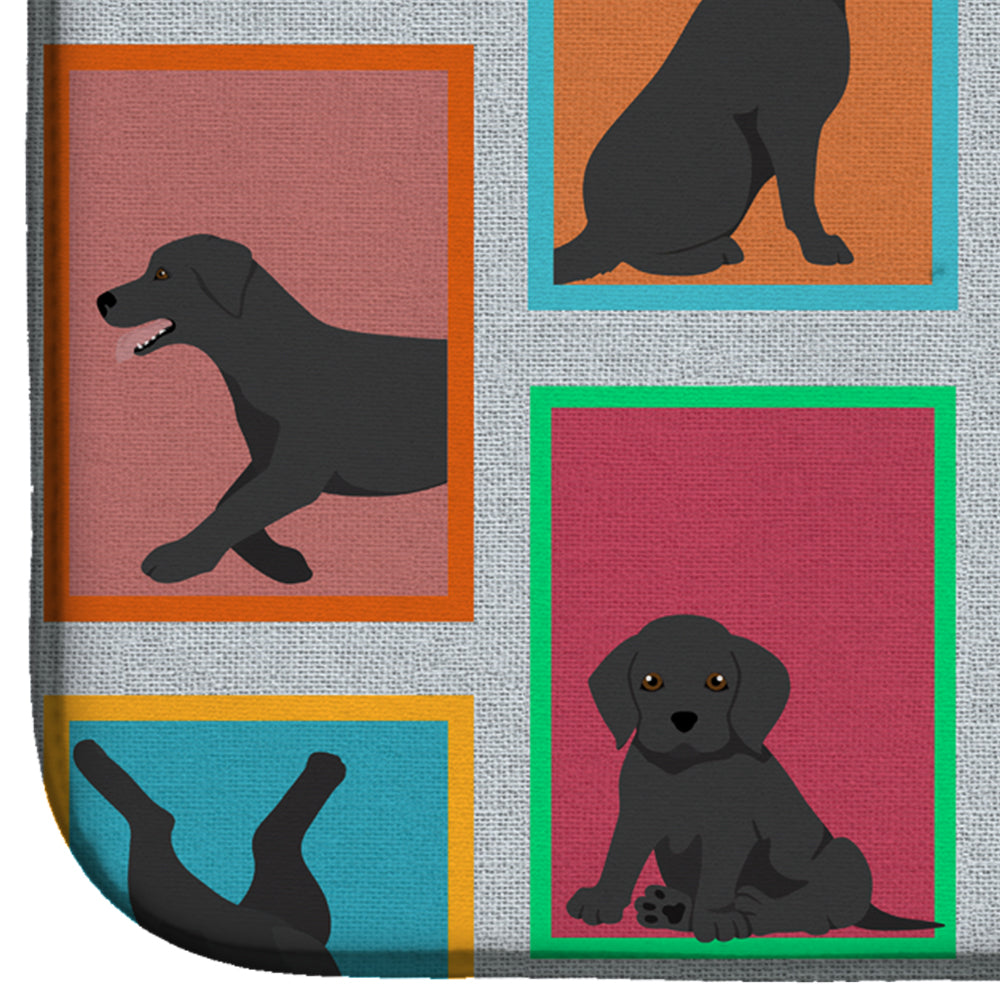 Lots of Black Labrador Retriever Dish Drying Mat Absorbent Dish Drying Mat Pad for Kitchen Counter Dish Drainer Mat for Countertop, 14 x 21", Multicolor