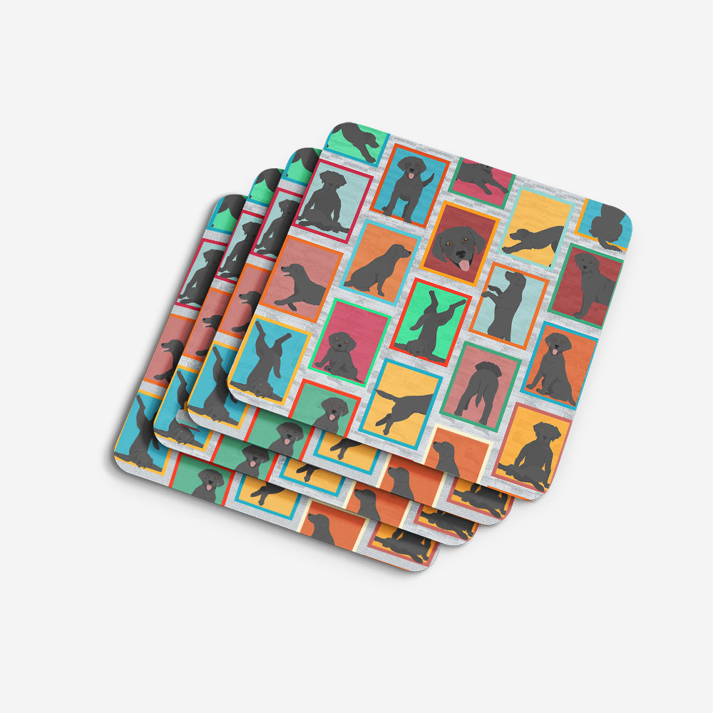 Lots of Black Labrador Retriever Foam Coasters Set of 4 Cup Coasters for Indoor Outdoor, Tabletop Protection, Anti Slip, Mouse pad Material