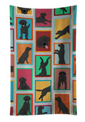 Lots of Black Labrador Retriever Kitchen Towel Velour Plush Front and Cotton Loop Back Machine Washable