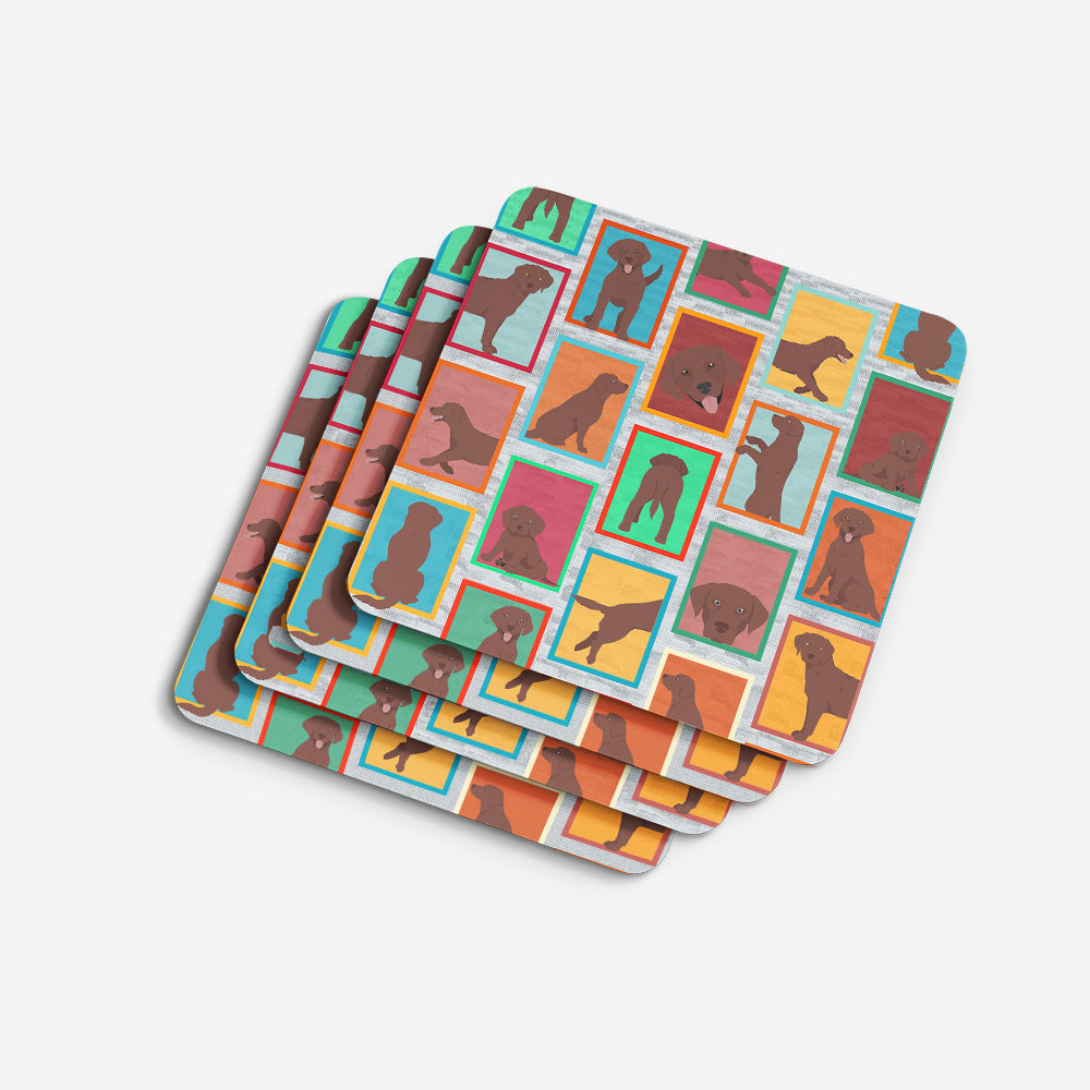 Lots of Chocolate Labrador Retriever Foam Coasters Set of 4 Cup Coasters for Indoor Outdoor, Tabletop Protection, Anti Slip, Mouse pad Material