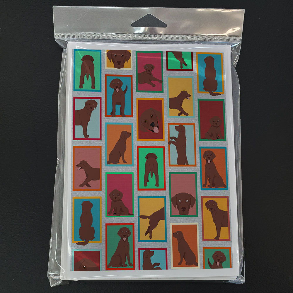 Lots of Chocolate Labrador Retriever Greeting Cards Pack of 8 Blank Cards with Envelopes Whimsical A7 Size 5x7