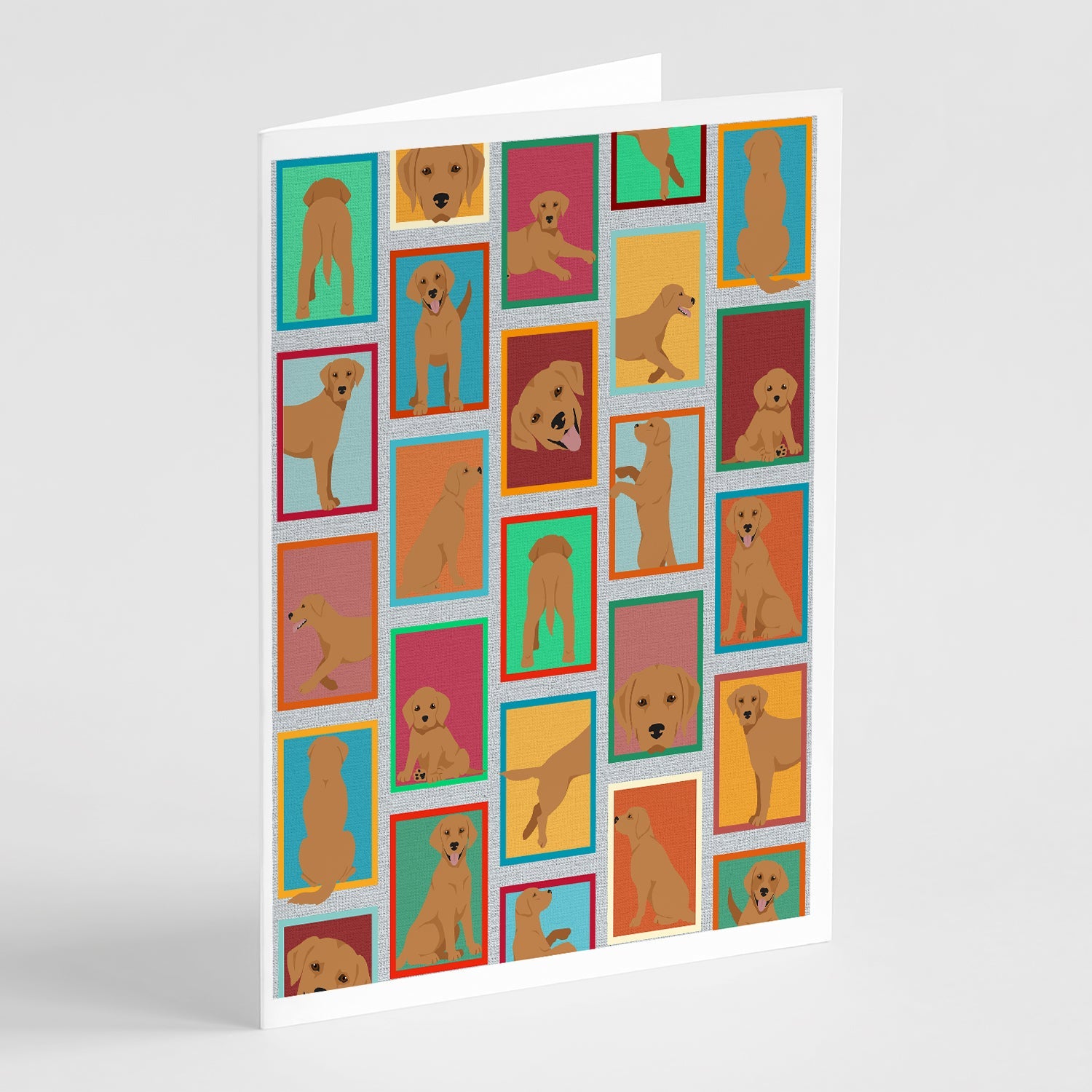 Lots of Red Fox Labrador Retriever Greeting Cards Pack of 8 Blank Cards with Envelopes Whimsical A7 Size 5x7