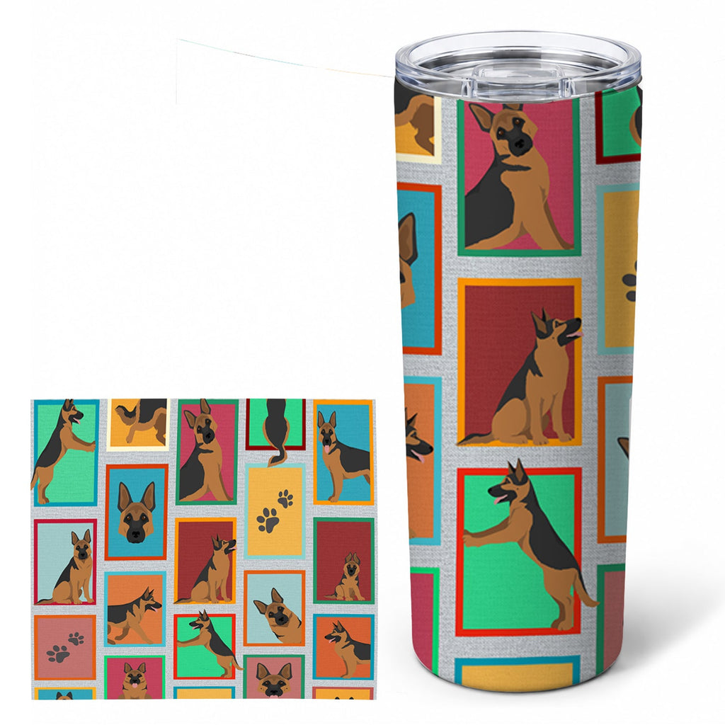 Lots of German Shepherd Stainless Steel Skinny Tumbler 20 oz Vacuum Double Walled Reusable Insulated Travel Cup