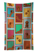Lots of Longhaired Red Dachshund Kitchen Towel Velour Plush Front and Cotton Loop Back Machine Washable