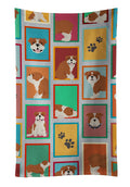 Lots of Red and White English Bulldog Kitchen Towel Velour Plush Front and Cotton Loop Back Machine Washable