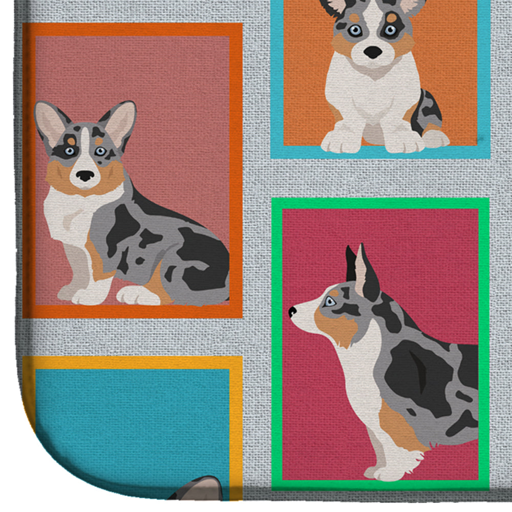 Lots of Blue Merle Welsh Cardigan Corgi Dish Drying Mat Absorbent Dish Drying Mat Pad for Kitchen Counter Dish Drainer Mat for Countertop, 14 x 21", Multicolor