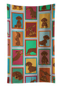 Lots of Chocolate and Tan Dachshund Kitchen Towel Velour Plush Front and Cotton Loop Back Machine Washable