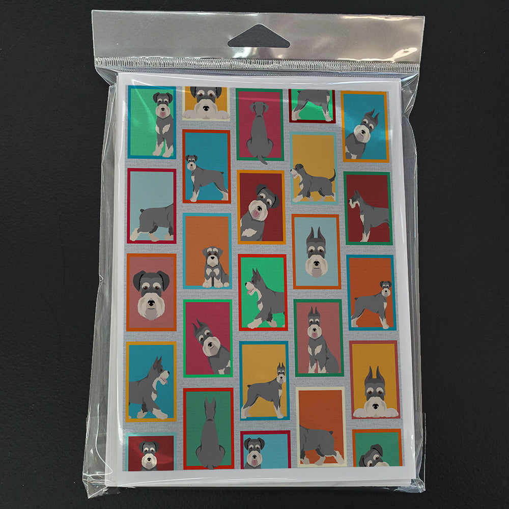 Lots of Schnauzer Greeting Cards Pack of 8 Blank Cards with Envelopes Whimsical A7 Size 5x7