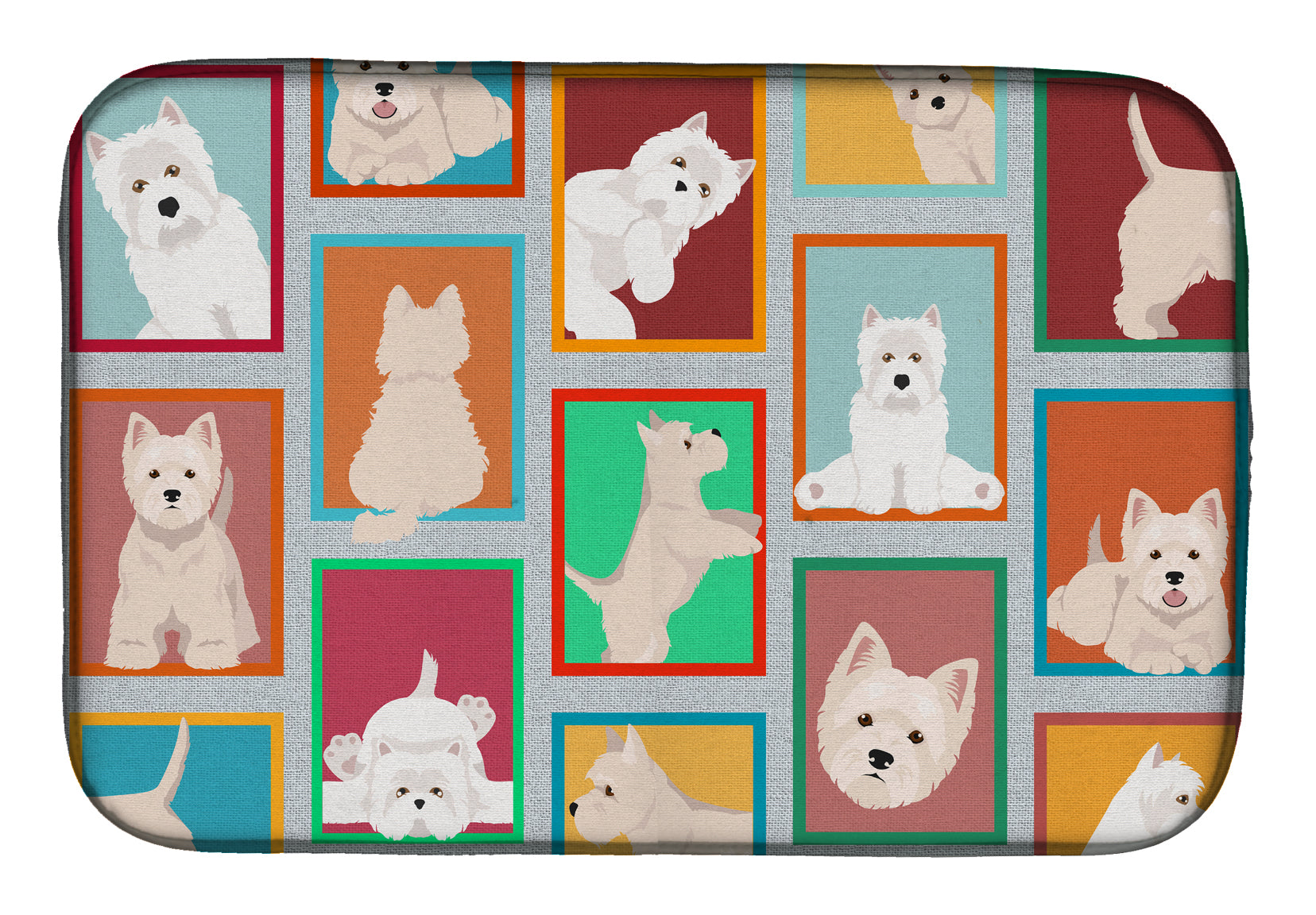 Lots of Westie Dish Drying Mat Absorbent Dish Drying Mat Pad for Kitchen Counter Dish Drainer Mat for Countertop, 14 x 21", Multicolor