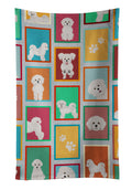 Lots of Bichon Frise Kitchen Towel Velour Plush Front and Cotton Loop Back Machine Washable