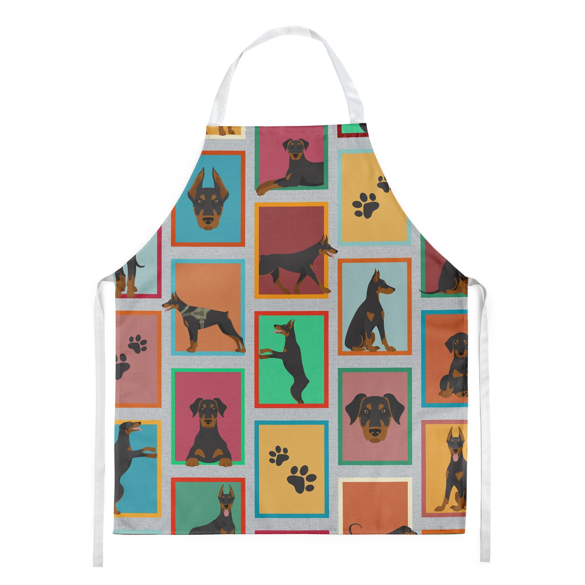 Lots of Doberman Pinscher Apron Cooking Kitchen Server Baking Crafts Gardening for Adult Women Men, Unisex, Large, Multicolor