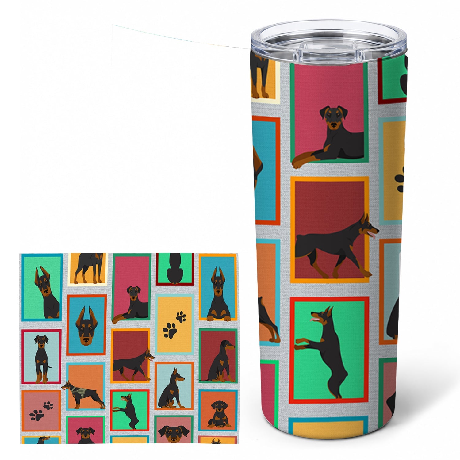 Doberman Pinscher 20 oz Skinny Tumbler with Lid and Straw
