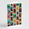 Lots of Black Standard Poodle Greeting Cards Pack of 8 Blank Cards with Envelopes Whimsical A7 Size 5x7