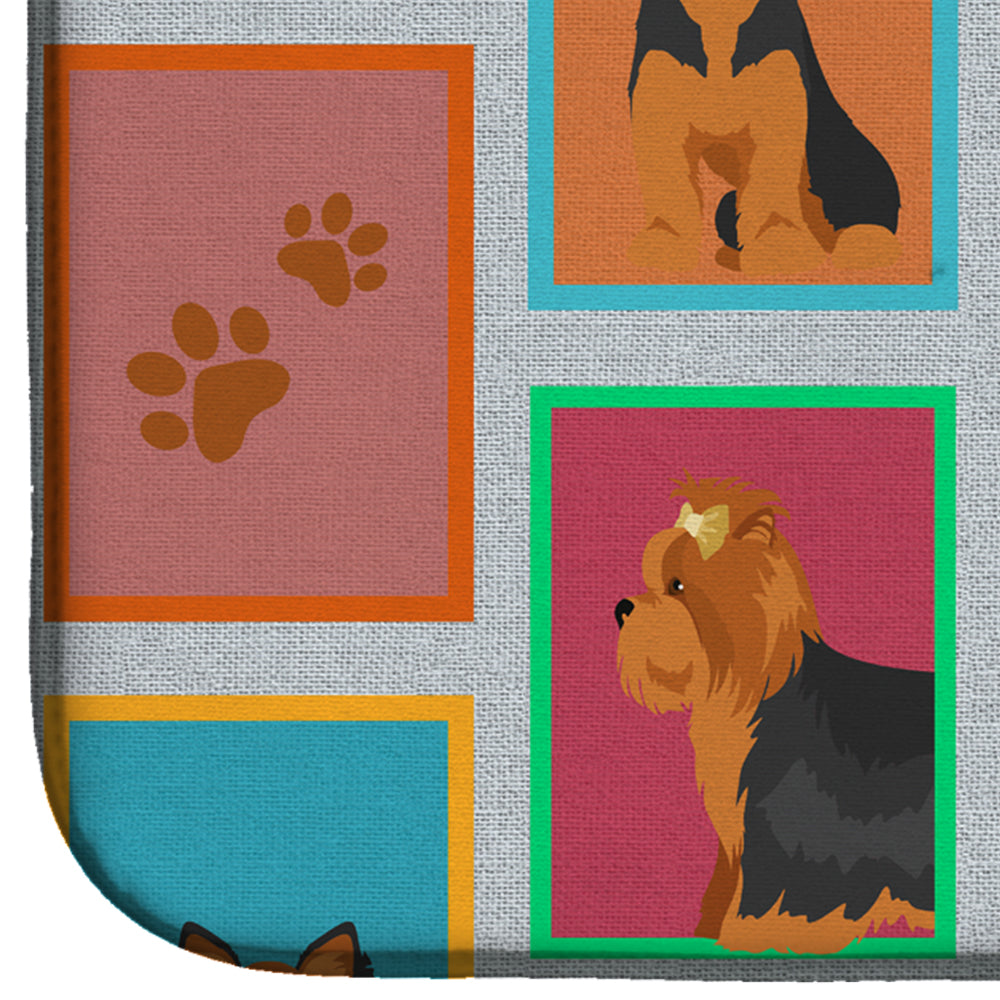 Lots of Black and Tan Yorkie Dish Drying Mat Absorbent Dish Drying Mat Pad for Kitchen Counter Dish Drainer Mat for Countertop, 14 x 21", Multicolor