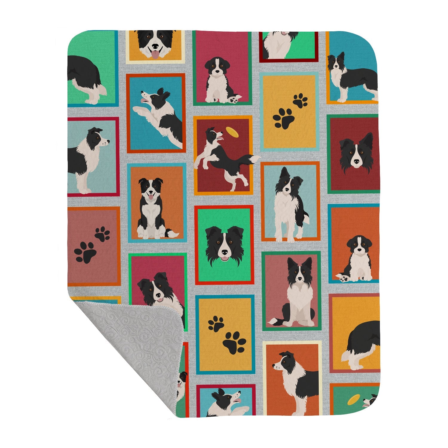 Lots of Border Collie Quilted Blanket 50x60 Artwork Pattern Quilted Throw Blanket for Bed, Couch, Sofa, Soft and Lightweight