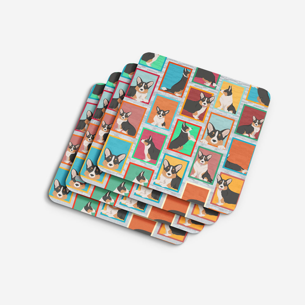 Lots of Tricolor Cardigan Corgi Foam Coasters Set of 4 Cup Coasters for Indoor Outdoor, Tabletop Protection, Anti Slip, Mouse pad Material
