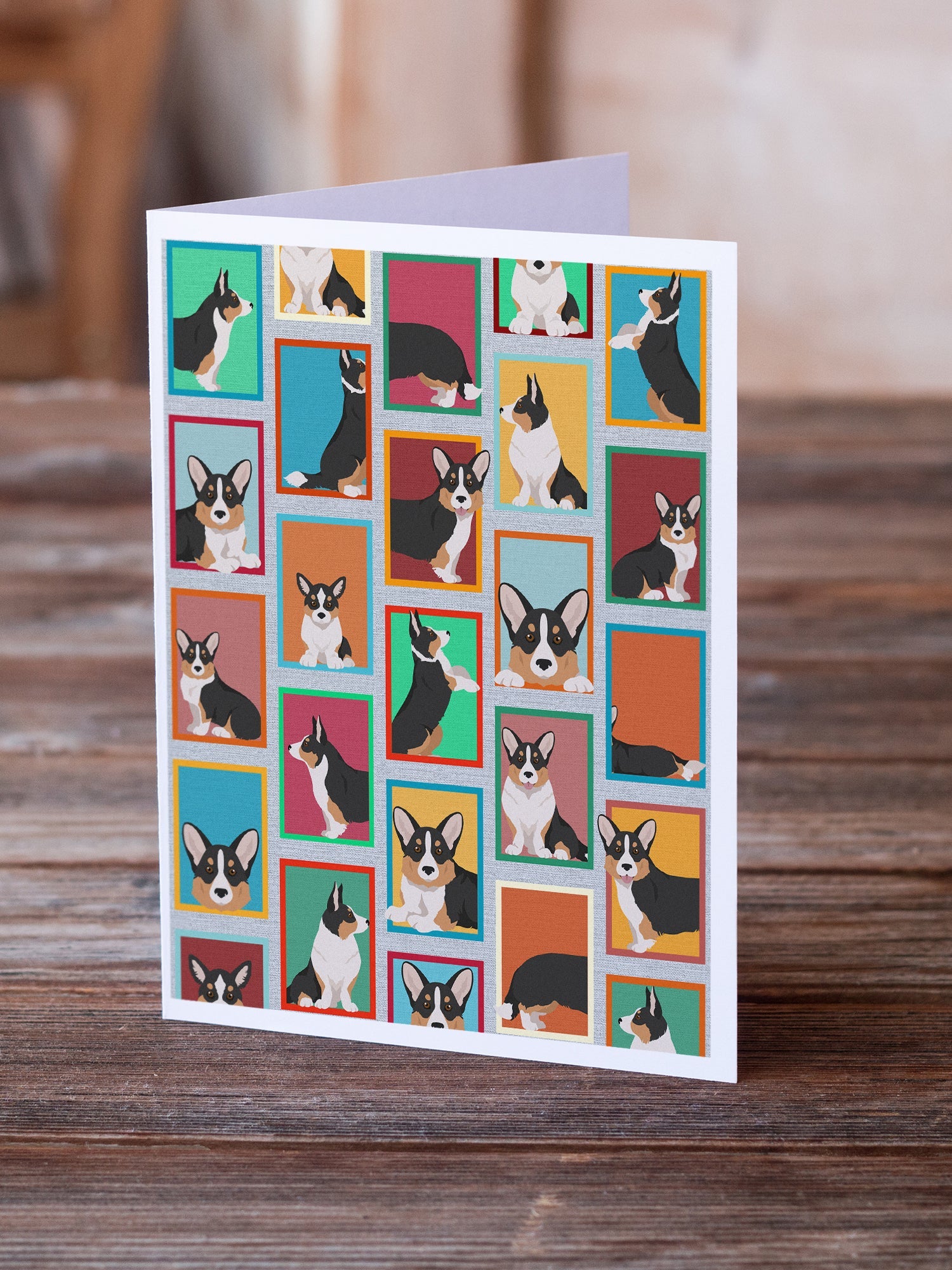 Lots of Tricolor Cardigan Corgi Greeting Cards Pack of 8 Blank Cards with Envelopes Whimsical A7 Size 5x7