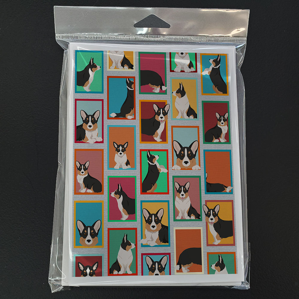 Lots of Tricolor Cardigan Corgi Greeting Cards Pack of 8 Blank Cards with Envelopes Whimsical A7 Size 5x7
