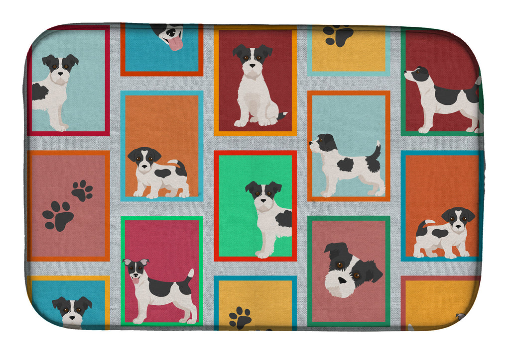 Lots of Jack Russell Terrier Dish Drying Mat Absorbent Dish Drying Mat Pad for Kitchen Counter Dish Drainer Mat for Countertop, 14 x 21", Multicolor