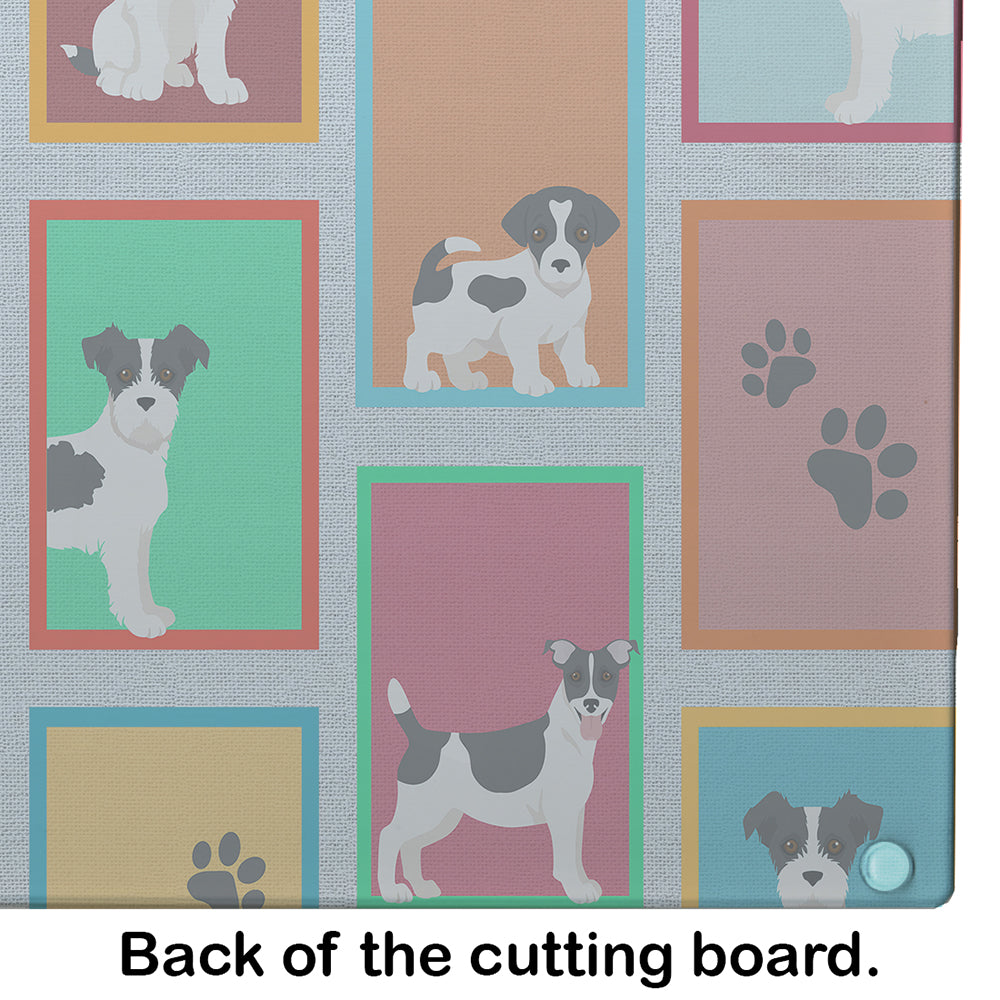 Lots of Jack Russell Terrier Cutting Board Tempered Glass Kitchen Cutting Surface, Heat Resistant Chopping, Non-Slip Feet, Food Prep & Serving
