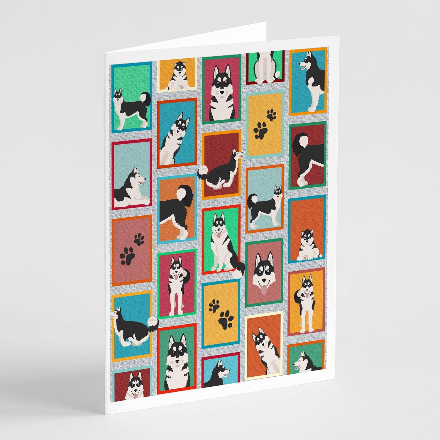 Lots of Siberian Husky Greeting Cards Pack of 8 Blank Cards with Envelopes Whimsical A7 Size 5x7