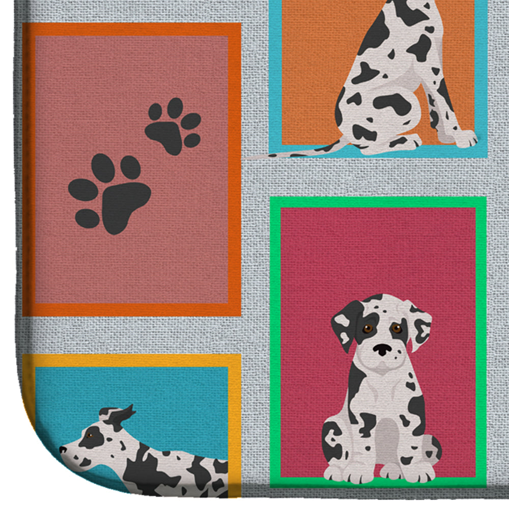 Lots of Harlequin Natural Ears Great Dane Dish Drying Mat Absorbent Dish Drying Mat Pad for Kitchen Counter Dish Drainer Mat for Countertop, 14 x 21", Multicolor