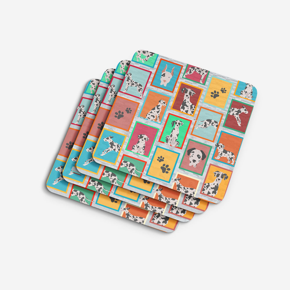 Lots of Harlequin Natural Ears Great Dane Foam Coasters Set of 4 Cup Coasters for Indoor Outdoor, Tabletop Protection, Anti Slip, Mouse pad Material