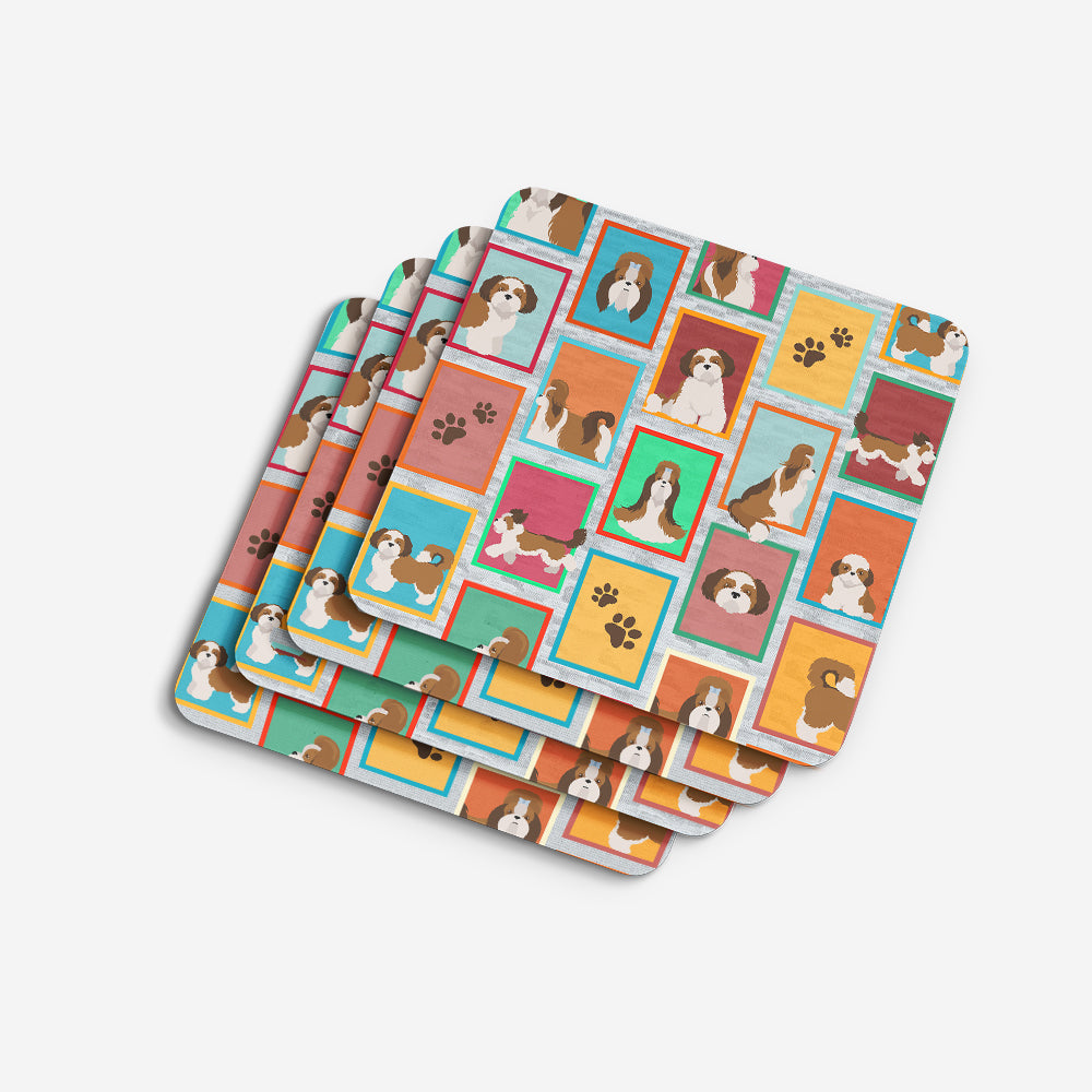 Lots of Shih Tzu Foam Coasters Set of 4 Cup Coasters for Indoor Outdoor, Tabletop Protection, Anti Slip, Mouse pad Material